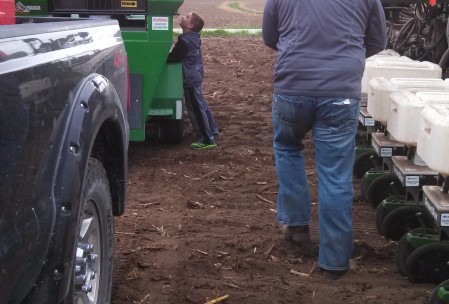 George moving the auger